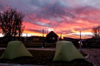 Up at 2200m elevation, the cold air produced some spectacular colours at sunset. Camping at an RV park in Hatch, UT, USA