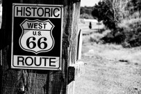 Riding route 66, the legendary cross-continental US highway. Near Moriarty, NM, USA